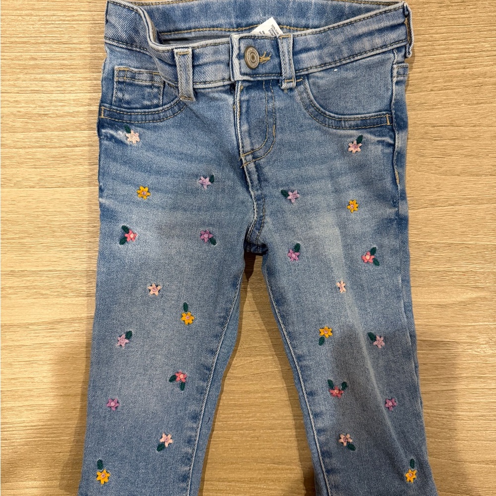 Jumping Beans Blue Jeans with Floral Embroidery